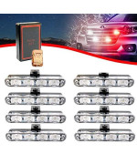 XTAUTO Car 8 in 1 32 LED Red White Police Strobe Flashing Light Dash Emergency Warning Lamp 12V