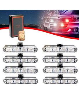 XTAUTO Car 8 in 1 32 LED Red White Police Strobe Flashing Light Dash Emergency Warning Lamp 12V