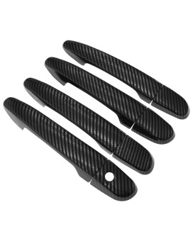 NewYall Set of 4 Front Rear Left Right Carbon Fiber Exterior Door Handle Cover