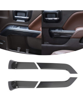 RT-TCZ for Silverado Carbon Fiber Inner Door Handle Panel Trim Cover for Chevy Silverado GMC Sierra 2014 2015 2016 2017 2018 Carbon Fiber Interior Accessories 4pcs