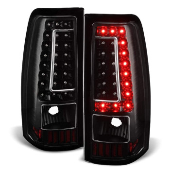 ACANII - For 1999-2002 Chevy Silverado 1500 2500 3500 GMC Sierra Black LED Strip Tail Lights Lamps Assembly Left+Right