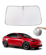 BASENOR for 2016-2023 Tesla Model Y Model 3 Windshield Sunshade Folding Front Window Sun Shade Cover Heat Protection Visor