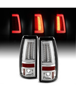 ACANII - For 2003-2006 Chevy Silverado 1500 2500HD 3500 Chrome LED Tube Tail Lights Brake Lamps Assembly Pair Left+Right