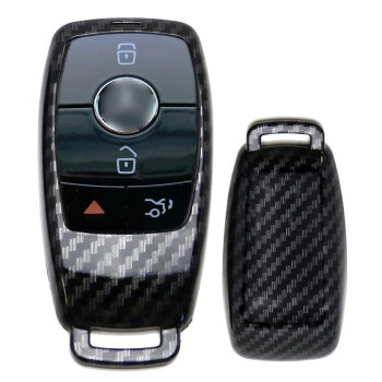 iJDMTOY Glossy Black Carbon Fiber Pattern Key Fob Shell Compatible with Mercedes 2017-up E-Class, 2018-up S-Class, 2019-up G-Class, 2020-up A C CLA CLS GLB GLC GLE GLS-Class Gen3 IYZMS2 Smart Key