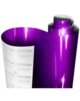 VViViD+ Ultra Gloss Candy Purple Vinyl Car Wrap Premium Paint Replacement Film Roll with Nano Air Release Technology, Stretchable Protective Cap Liner, Self Adhesive (1ft x 60)