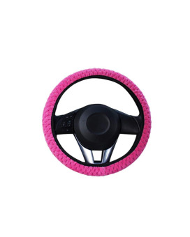 wpOP59NE Steering Wheel Cover Universal Stylish Winter Warm Plush Cars Vehicle Anti-Slip Odorless Breathable Protective Covers Decoration Rose Red