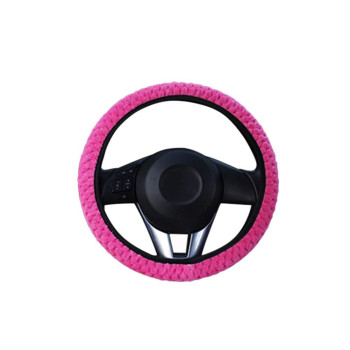 wpOP59NE Steering Wheel Cover Universal Stylish Winter Warm Plush Cars Vehicle Anti-Slip Odorless Breathable Protective Covers Decoration Rose Red