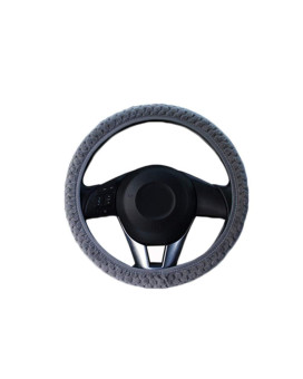 wpOP59NE Steering Wheel Cover Universal Stylish Winter Warm Plush Cars Vehicle Anti-Slip Odorless Breathable Protective Covers Decoration Grey