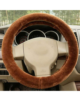 wpOP59NE Steering Wheel Cover Universal Truck Cars Auto Soft Plush Covers Guard Protector Winter Anti-Slip Odorless Breathable Without Inner Ring Plush Coffee 70 g