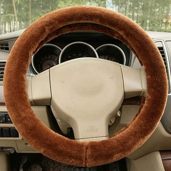 wpOP59NE Steering Wheel Cover Universal Truck Cars Auto Soft Plush Covers Guard Protector Winter Anti-Slip Odorless Breathable Without Inner Ring Plush Coffee 70 g