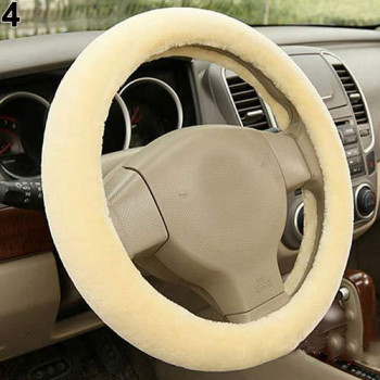 wpOP59NE Steering Wheel Cover Universal Truck Cars Auto Soft Plush Covers Guard Protector Winter Anti-Slip Odorless Breathable Without Inner Ring Plush Yellow 70 g