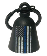 Kustom Cycle Parts Police Blue Line American Flag Motorcycle 'Evil Spirits' Biker Guard Bell. Our Custom Bells are Universal to All Models of Motorcycles. USA Designed (Matte Black Bell)