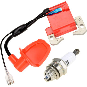 HIAORS Red Racing Ignition Coil with L7T Spark Plug for 2 Stroke 47cc 49cc Engine Kids Mini Moto Quad ATV 4 Wheeler Pocket Dirt Bike Minimoto Chopper Scooter GO Cart