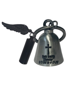 Custom Cross Memorial Motorcycle Bell with Keepsake Urn Silver