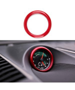 Ramecar Dashboard Center Clock Surrounding Compass Cover Aluminum Ring Emblem Sticker for Porsche 911 718 Cayenne Macan Panamera, etc.(Red)