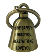 Kustom Cycle Parts  RIDE SAFELY I NEED YOU HERE WITH ME LOVE YOU Motorcycle 'Evil Spirits' Biker Guard Bell. (Bronze Bell)
