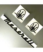 CMAOS 3PC Set Gloss Black Emblem for bMaserati RH & LH Side Trunk Logo Badges Nameplate (Gloss Black)