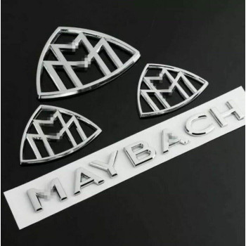 CMAOS 4pcs fit for May BCH Set Fender Side Rear Trunk Emblems Badge fit S Class(4pcs Silver)