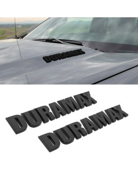 2 x DURAMAX Hood Letter Logo Emblem Badge Adhesive Nameplate Replacement For Chevy Silverado 1500 (Matt Black)