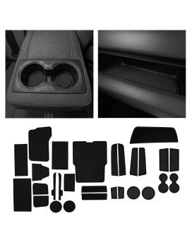 CupHolderHero fits RAM 1500 Accessories 2013-2024 Premium Custom Interior Non-Slip Anti Dust Cup Holder Inserts, Center Console Liner Mats, Door Pocket 30pc Set (Quad Cab with Bench Seats) (Blue Trim)