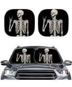 HUISEFOR Human Skeleton Windshield Sunshade Auto Front Sunshade Sun Visor, Pack of 2, Personality Protective Shades for Car Truck SUV, Great for Travelling