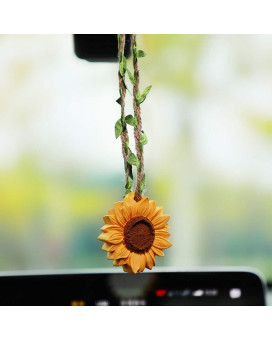 YGMONER Sunflower Car Interior Rear View Mirror Hanging Accessories Car Decor for Women