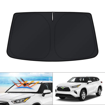 KUST Custom Fit Windshield Sun Shade for 2020-2024 Toyota Highlander Accessories Sunshade Sun Visor Protector Foldable Blocks UV Rays Keep Your Car Cooler