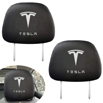 U/D 2Pcs fit Tesla Headrest Cover,Enhance The Visual Beauty of headrests,highlighting The Attributes of Fans,Can be Extended and Applied Universal All Tesla Models