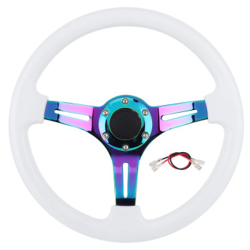 Steering Wheel, 14in 6?Hole Racing Steering Wheel Colorful Spoke ABS Drifting Wheel Universal for Car