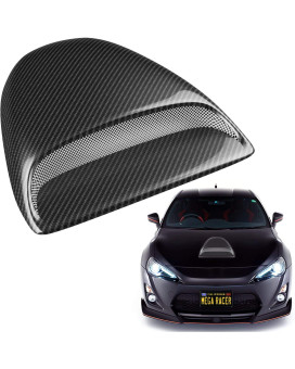 Mega Racer Printed Carbon Fiber Hood Scoop - Front Hood Vent Cover for Decorative or Air Flow Intake, Aero Dynamic, Universal Fit for Cars, Pickup Trucks, SUVs, Exterior Automotive Accessory, 1 Piece