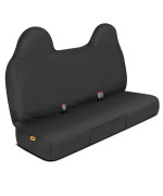 Caterpillar Custom Fit Front Bench Seat Cover with Utility Pockets for Ford F250 / F350 / F450 / F550 (1999-2007) - Durable Black Oxford Super Duty Interior Truck Seat Cover