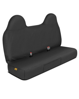 Caterpillar Custom Fit Front Bench Seat Cover with Utility Pockets for Ford F250 / F350 / F450 / F550 (1999-2007) - Durable Black Oxford Super Duty Interior Truck Seat Cover