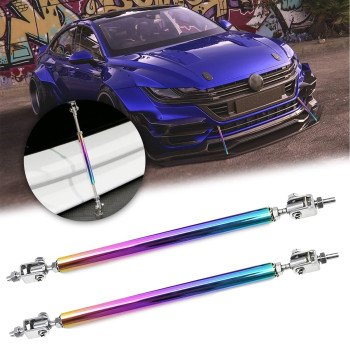 Xotic Tech 2pc Adjustable 8-11 Front Bumper Lip Splitter Diffuser Strut Rod Tie Bars Splitter Support Rod Compatible with Most Vehicles [Neo Chrome]