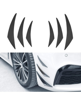 TOMALL 6Pcs Universal Car Front Bumper Lip Splitter Black Exterior Soft Rubber Fins Spoiler Canards Kit for Car Body Auto Anti-Collision Strip Decoration Accessories Stickers for Car (Black)