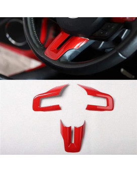 3PCS Car Interior Steering Wheel Cover Trim Moldings For Ford Mustang 2015-2020 ABS Car Accessories (Carbon Fiber)