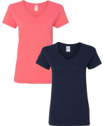 gildan Womens Heavy cotton V-Neck T-Shirt 2-Pack XL-coral-Navy