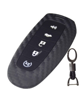 Carbon Silicone Key Fob Cover Protector with Keychain for Ford Focus Edge Escape Explorer Expedition Taurus & Lincoln MKT MKX Navigator