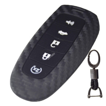 Carbon Silicone Key Fob Cover Protector with Keychain for Ford Focus Edge Escape Explorer Expedition Taurus & Lincoln MKT MKX Navigator