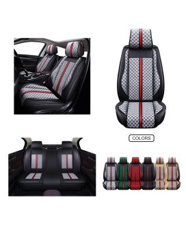 OASIS AUTO Car Seat Covers Accessories Full Set Premium Nappa Leather Cushion Protector Universal Fit for Most Cars SUV Pick-up Truck, Automotive Vehicle Auto Interior D?or (OS-007 Gray)