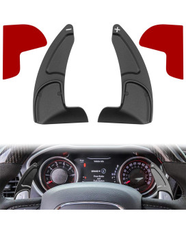 Steering Wheel Shift Paddle Extended Shifter Trim Cover for Dodge Challenger Charger Durango RT & Scat Pack 2015-2021, For Jeep Grand Cherokee 2014-2021 Interior Decoration Accessories (Black 2PCS)