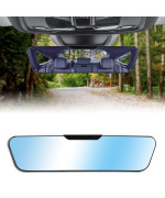 LivTee Anti Glare Rear View Mirror 12.4''(312mm), Wide Angle Panoramic Convex Curve Rearview Mirror Clip on Original Mirror to Eliminate Blind Spot and Antiglare for Cars SUV Trucks