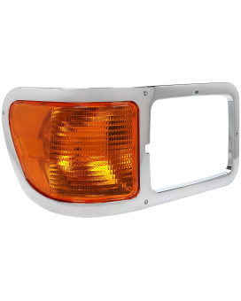 ECOTRIC Passenger Side Corner Signal Lights Lens w/Headlight Bezel Compatible with 2000-2015 Ford F650 F750 Right Replacement for FO2521196 & YC3Z13200AA