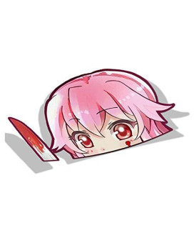 EARLFAMILY 5.1'' Car Sticker for Yuno Gasai Future Diary Peeker Big Head Anime Vinyl Rear Windshield Trunk Decal Car Accessories