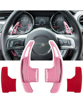 Steering Wheel Shift Paddle Extended Shifter Trim Cover for Ford Mustang 2015 2016 2017 2018 2019 2020 2021 Interior Decoration Accessories Aluminum Alloy (Pink 2PCS)