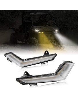 SAUTVS LED Turn Signal Fang Lights DRL Daytime Running Lights with White Yellow Light for Can Am Defender & Defender Max 2020+ / Commander & Commander Max 2021+ Accessories(2PCS)