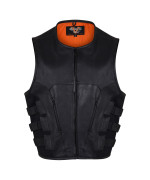 Vance VL904 Mens Black SWAT Team Style Premium Lightweight Biker Motorcycle Leather Vest (XS)