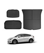 KIKIMO Tesla Model Y Storage Mat and Cargo Liners, Tesla Model Y Accessories, All Weather Trunk Mat, Waterproof Rear Cargo Mat Custom Fit for Tesla, Heavy Duty Floor Mats