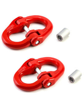 QWORK g80 Alloy Steel coupling Link, 2 Pack, 38 Hammer Lock chain connector, 7100 lbs Working Load Limit, Red