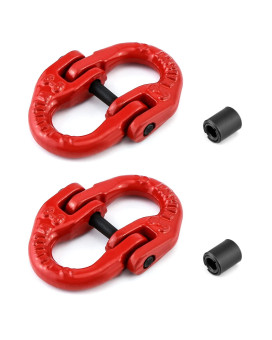 QWORK g80 Alloy Steel coupling Link, 2 Pack 14 Hammer Lock chain connector, 2645 lbs Working Load Limit, Red