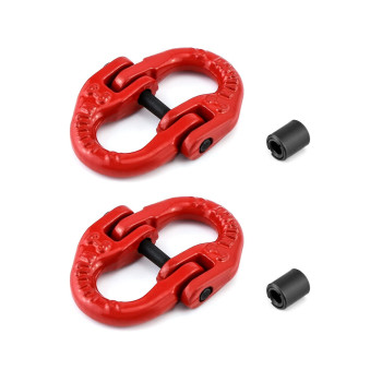 QWORK g80 Alloy Steel coupling Link, 2 Pack 14 Hammer Lock chain connector, 2645 lbs Working Load Limit, Red